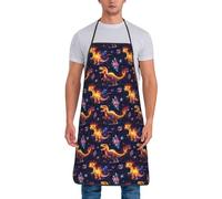 TZTTZT Grembiuli da chef per uomini e donne, con stampa di dinosauri e fiamme, resistenti all'olio, per cucinare o grigliare la cucina