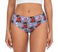 TZTTZT Intimo da donna senza cuciture, maglione natalizio con chihuahua stampata, slip da donna, slip bikini mutandine, nero, Small