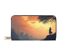 TZTTZT Magico Arancione Paesaggio Stampa Portafoglio Donna, Pelle Bifold Multi Card Portafoglio, Portafogli Lungo Delle Donne Della Borsa