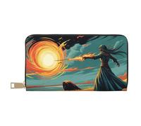 TZTTZT Magico arancione stregone stampa portafoglio donna, pelle bifold multi card portafoglio, lungo portafogli donna borsa