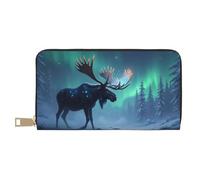 TZTTZT Magico Blu Alce Stampa Portafoglio Donna, Pelle Bifold Multi Card Portafoglio, Portafogli Lungo Delle Donne Della Borsa