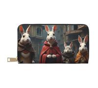 TZTTZT Magico Brown Rabbit Quartet Print Wallet Women, Portafoglio in pelle Bifold Multi Card, Portafogli da donna lunghi