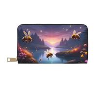 TZTTZT Magico giallo api stampa portafoglio donne, cuoio Bifold Multi Card Wallet, portafogli lungo delle donne della borsa