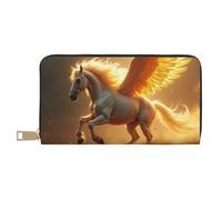 TZTTZT Magico oro cavallo stampa portafoglio donna, pelle bifold multi carta portafoglio, lungo portafoglio donna borsa