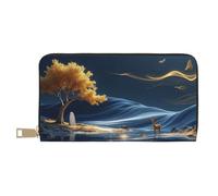 TZTTZT Magico oro Deer Print Wallet Donna, Pelle Bifold Multi Card Portafoglio, Portafoglio Lungo Delle Donne Della Borsa