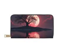 TZTTZT Magico Pink Moon Tree Print Wallet Donna, Portafoglio Bifold Multi Card in pelle, Portafogli da donna lunghi