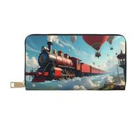 TZTTZT Magico Red Train Print Wallet Women, Portafoglio in pelle Bifold Multi Card, Portafogli da donna lunghi