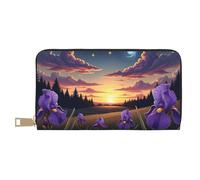 TZTTZT Magico Viola Iris Stampa Portafoglio Donna, Pelle Bifold Multi Card Portafoglio, Portafogli Donna Lungo