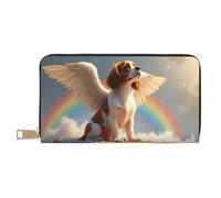 TZTTZT Magico White Angel Dog-A Print Wallet Donna, Portafoglio Bifold Multi Card in pelle, Portafogli da donna lungo