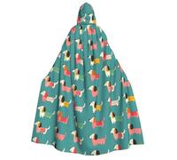 TZTTZT Mantello da mago con cappuccio, unisex, con stampa colorata e carina, mantella da vampiro da strega, costume di Halloween, nero