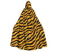 TZTTZT Mantello da mago con cappuccio, unisex, con stampa zebrata, colore giallo e nero, mantello da vampiro con cappuccio, costume di Halloween