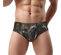 TZTTZT Mutande da uomo medievali con cavaliere e drago, morbidi, traspiranti, elasticizzati, comodi, nero, Medium