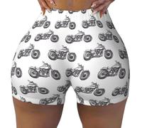 TZTTZT Pantaloncini da allenamento senza cuciture da donna, con stampa di moto, per motociclisti, palestra, yoga, corsa, in spandex, nero, L