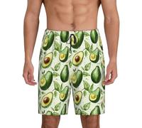 TZTTZT Pantaloni da pigiama da uomo, motivo foglie verdi, stampa avocado, pantaloncini da pigiama da uomo, casual, pantaloni da pigiama da salotto, Nero, L