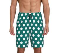 TZTTZT Pantaloni da pigiama da uomo, pantaloncini da pigiama in cotone con stampa a pois blu verdi per uomo casual, pantaloni da pigiama da salotto, Nero, L