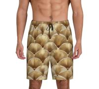 TZTTZT Pantaloni da pigiama da uomo, pantaloncini da pigiama in cotone con stampa di immagini dorate, pantaloncini da uomo casual, pantaloni da pigiama da salotto, Nero, L