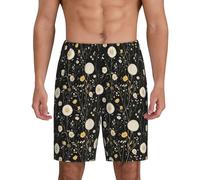 TZTTZT Pantaloni da pigiama da uomo, pantaloncini da pigiama in cotone con stampa di margherite e denti di leone, pantaloncini casual da uomo, Nero, XXL