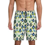 TZTTZT Pantaloni del pigiama da uomo, pantaloncini da pigiama in cotone con stampa astratta con occhi verdi, pantaloncini da uomo casual, pantaloni da pigiama da salotto, Nero, L