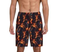TZTTZT Pantaloni del pigiama da uomo, pantaloncini da pigiama in cotone con stampa leone fiamma scura per uomo casual, Nero, XL