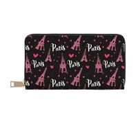 TZTTZT Parigi Eiffel Cuore Stampa Portafoglio Donna, Pelle Bifold Multi Card Portafoglio, Lungo Portafoglio Donna Borsa