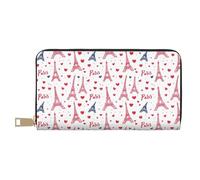 TZTTZT Parigi Eiffel rosa stampa portafoglio donna, pelle bifold multi carta portafoglio, lungo portafoglio donna borsa