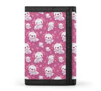 TZTTZT Pink Cute Axolotl 1 - Portafoglio da uomo, piccolo portafoglio bifold da uomo, 8 scomparti per carte di credito, tasca frontale sottile e minimalista