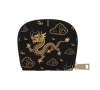 TZTTZT Porta carte di credito con drago dorato e nuvole da donna, in pelle, porta carte di credito, portafoglio porta carte