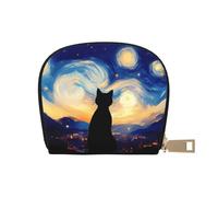 TZTTZT Porta carte di credito con gatto sotto i cieli stellati da donna, in pelle, porta carte di credito, portafoglio porta carte