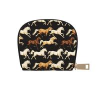 TZTTZT Porta carte di credito con stampa cavallo in esecuzione per donne, portafoglio porta carte di credito, portafoglio porta carte di credito in pelle