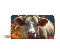 TZTTZT Portafogli da donna rustici beige Bull-A Print Wallet in pelle, portafoglio multi card bifold, portafogli da donna lunghi