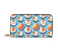 TZTTZT Portafogli sottili in pelle per donne e uomini, alla moda, carini salmoni, sushi 1 stampa porta carte con cerniera