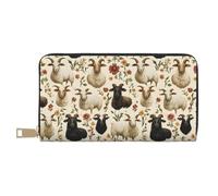 TZTTZT Portafogli sottili in pelle per donne e uomini, alla moda, con stampa di capre e fiori, porta carte con cerniera