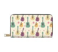 TZTTZT Portafogli sottili in pelle per donne e uomini, alla moda, con stampa di chitarra e stelle, porta carte con cerniera