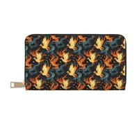 TZTTZT Portafogli sottili in pelle per donne e uomini, alla moda, con stampa di fiamme fenici, con cerniera