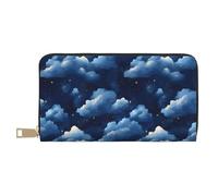 TZTTZT Portafogli sottili in pelle per donne e uomini, alla moda, con stampa di nuvole, stelle, cielo, porta carte con cerniera