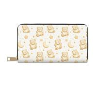 TZTTZT Portafogli sottili in pelle per donne e uomini, alla moda, con stampa di orso, luna, stelle, porta carte con cerniera