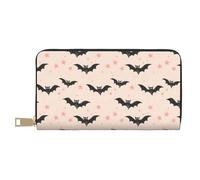 TZTTZT Portafogli sottili in pelle per donne e uomini, alla moda, con stampa di pipistrelli e stelle, porta carte con cerniera