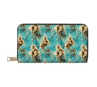 TZTTZT Portafogli sottili in pelle per donne e uomini, alla moda, con stampa di scimmie tropicali, porta carte con cerniera