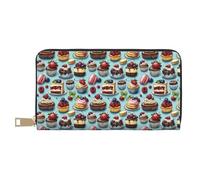 TZTTZT Portafogli sottili in pelle per donne e uomini, alla moda, con stampa di torte, porta carte con cerniera