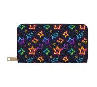 TZTTZT Portafogli sottili in pelle per donne e uomini, alla moda con stelle colorate, 1 porta carte di credito con cerniera