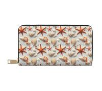 TZTTZT Portafogli sottili in pelle per donne e uomini, alla moda, eleganti, con motivo a stelle marine, con stampa a conchiglia, porta carte con cerniera