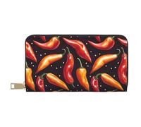 TZTTZT Portafogli sottili in pelle per donne e uomini, alla moda, realistici, con stampa di peperoncino luminoso, porta carte con cerniera