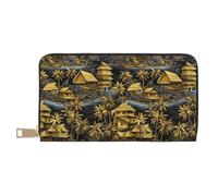 TZTTZT Portafogli sottili in pelle per donne e uomini, alla moda, stile hawaiano, retrò, con stampa di paesaggi dorati, porta carte con cerniera