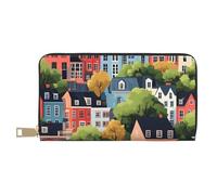 TZTTZT Portafogli sottili in pelle per donne e uomini, con stampa di città dei cartoni animati, porta carte con cerniera