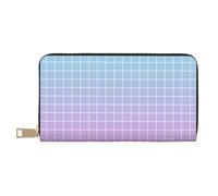TZTTZT Portafogli sottili in pelle per donne e uomini - Moda blu rosa Ombre Grid Print (a) Porta carte con cerniera