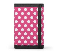 TZTTZT Portafoglio a C da uomo, con stampa a pois rosa acceso, piccolo portafoglio bifold da uomo, 8 porta carte di credito, tasca frontale sottile e minimalista