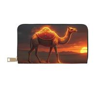 TZTTZT Portafoglio da donna con stampa cammello arancione magico, portafoglio multi card in pelle, portafogli da donna lunghi