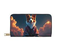 TZTTZT Portafoglio da donna con stampa di cane magico, portafoglio in pelle con doppia piega multi carta, portafogli da donna lunghi