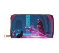 TZTTZT Portafoglio da donna con stampa di pesce gatto rosa magico, portafoglio in pelle bifold multi carta, portafogli da donna lunghi