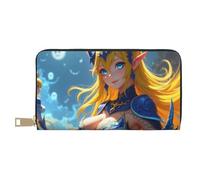 TZTTZT Portafoglio da donna con stampa elfo blu magico, portafoglio in pelle con doppia piega multi carta, portafogli da donna lunghi